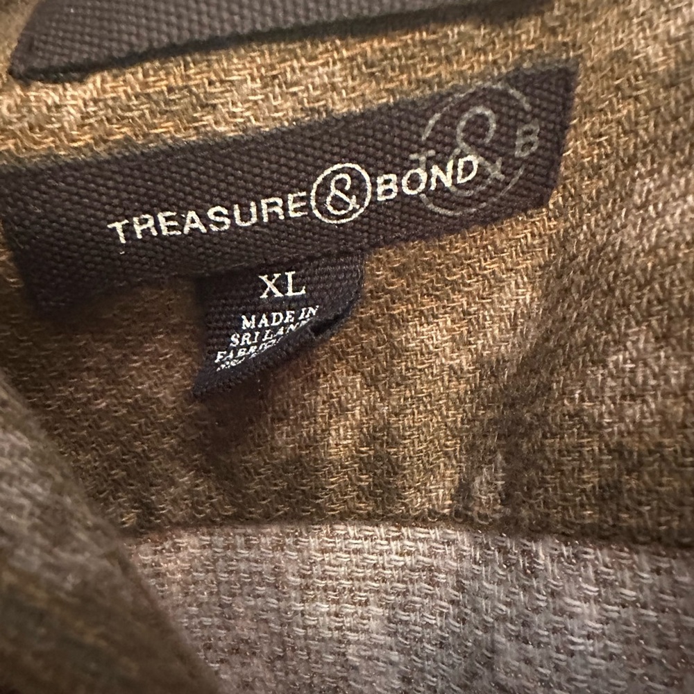 Treasure & Bond Button Down Green Geometric
